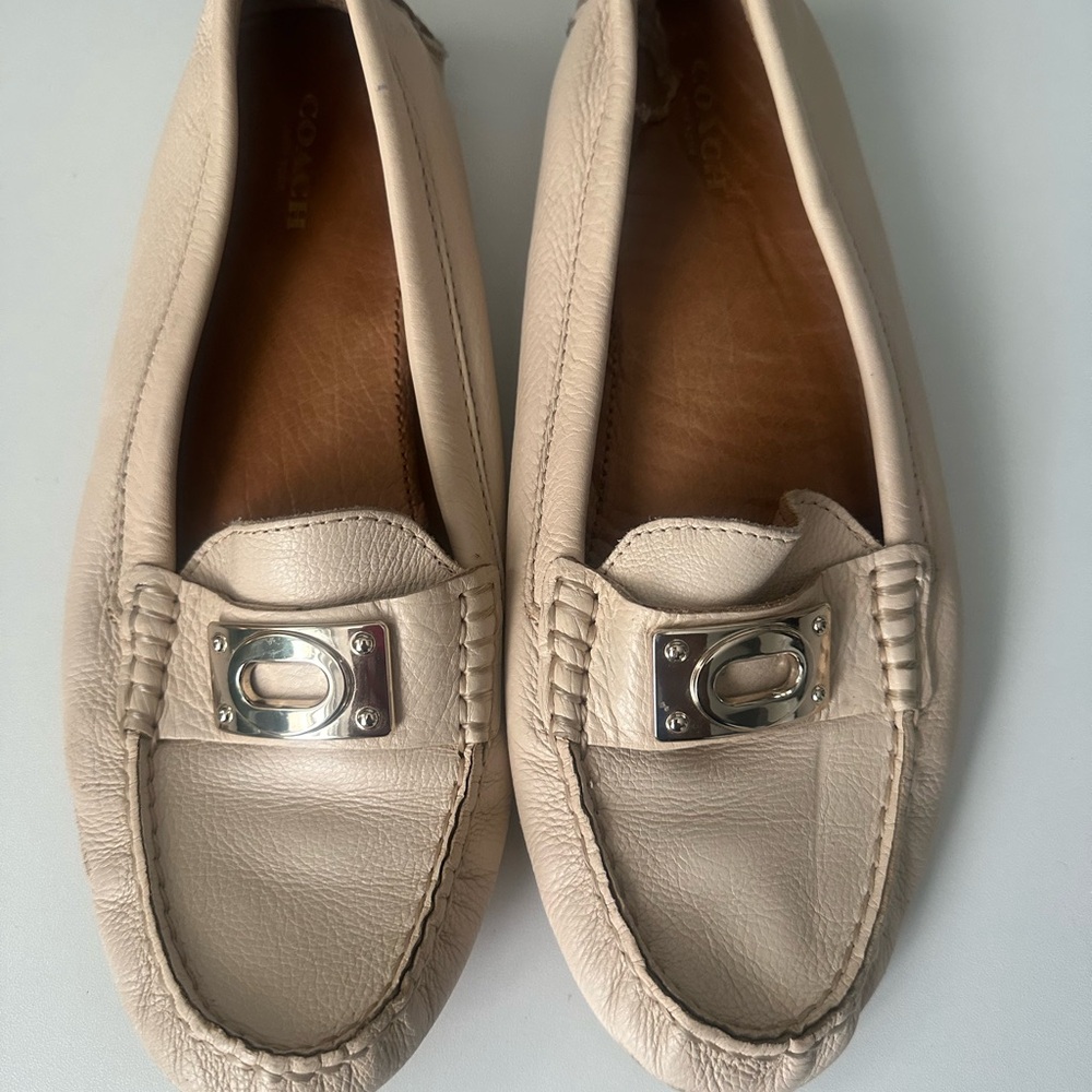 Coach Women's Beige Leather Loafers
